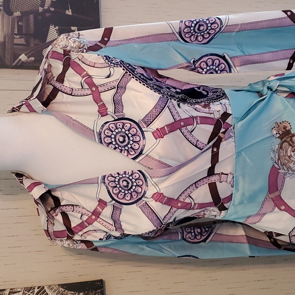 Baroque Print Wrap Dress - Picture 7 of 8